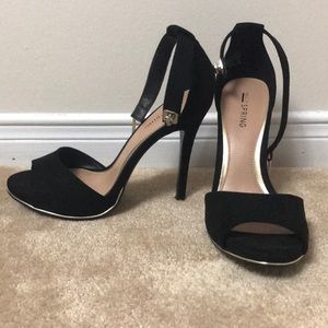 Spring open toe suede heels
